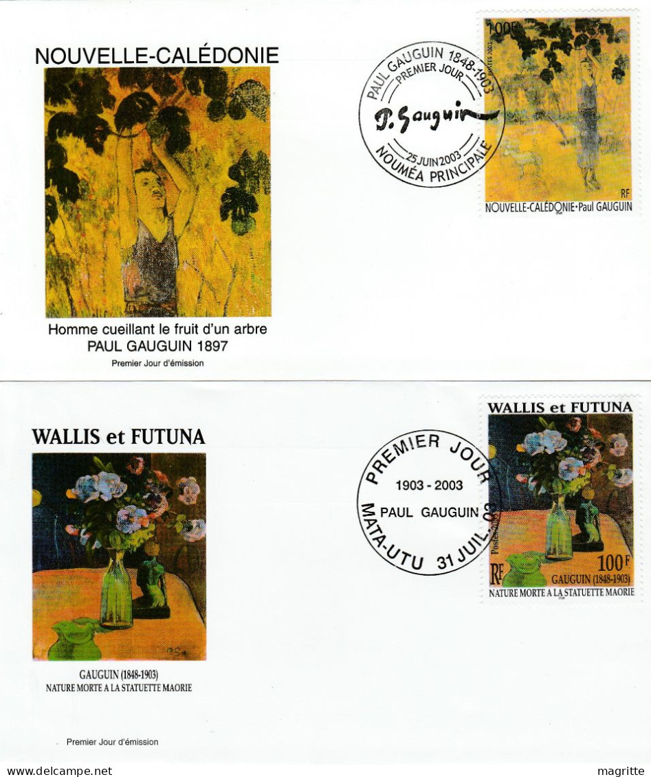 Nouvelle Calédonie Wallis Et Futuna 2003 2 FDC's Paul Gauguin Emission Commune New Caledonia - Gezamelijke Uitgaven
