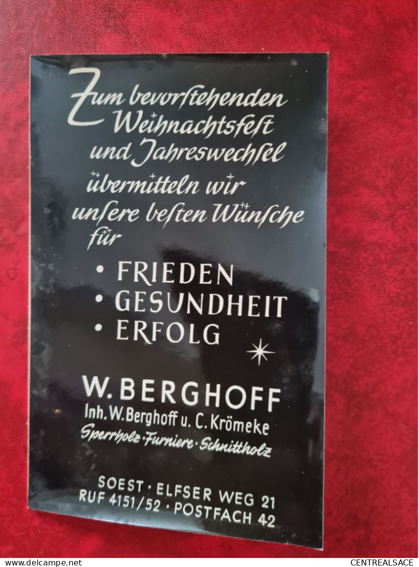 CARTE DE VOEUX W. BERGHOFF SOEST ELFSER WEG SPERHOLZ SCHNITTHOLZ - Sonstige & Ohne Zuordnung