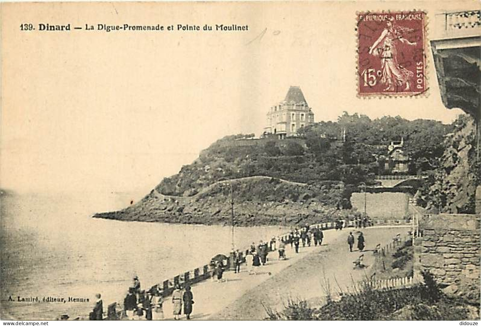 35 - Dinard - La Digue-Promenade Et Pointe Du Moulinet - Animée - Oblitération Ronde De 1927 - CPA - Voir Scans Recto-Ve - Dinard