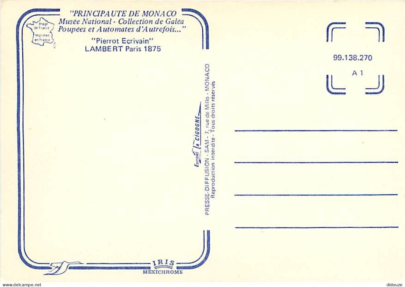 Musées - Principauté De Monaco - Musée National - Collection De Galéa - Poupées Et Automates D'Autrefois - Pierrot écriv - Museos