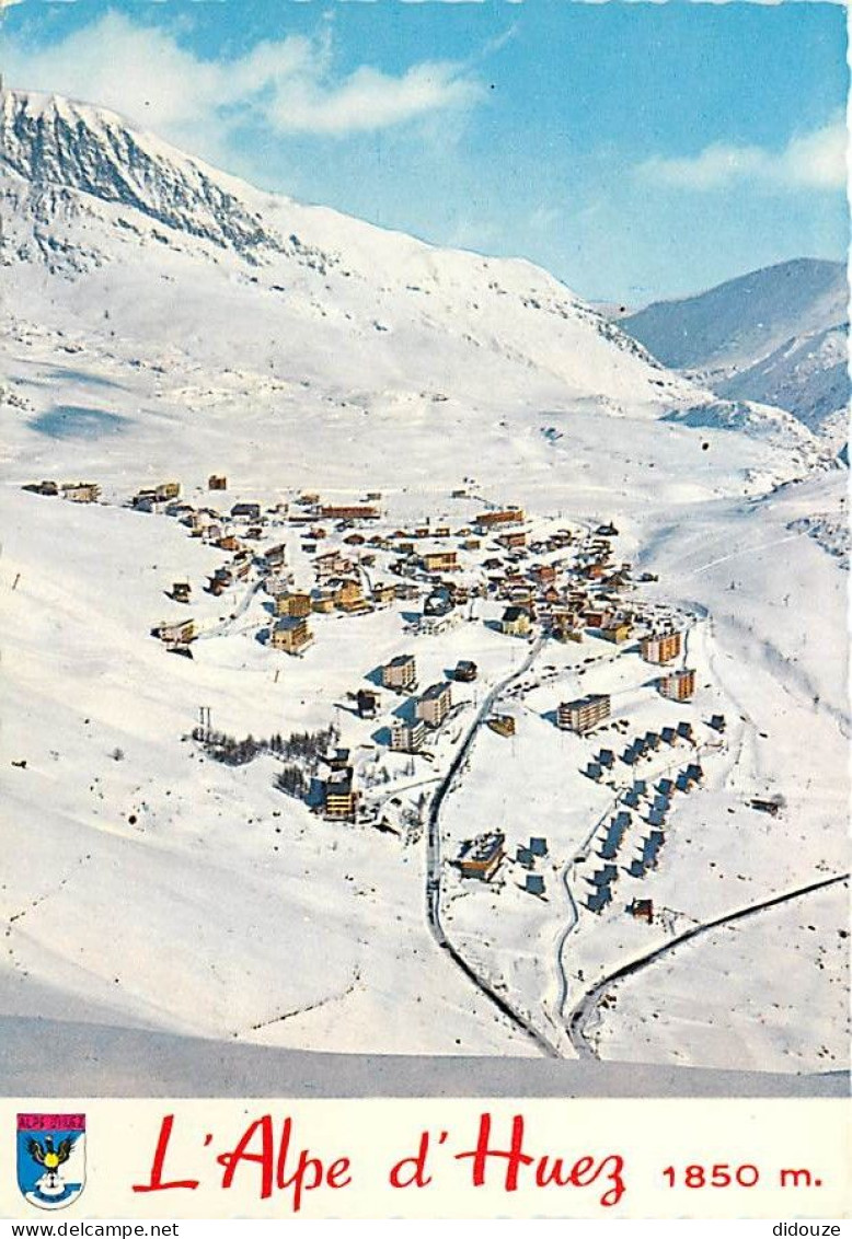 38 - Alpe D'Huez - Vue Générale Et La Chaîne Des Rousses - Hiver - Neige - Blasons - Carte Neuve - CPM - Voir Scans Rect - Andere & Zonder Classificatie