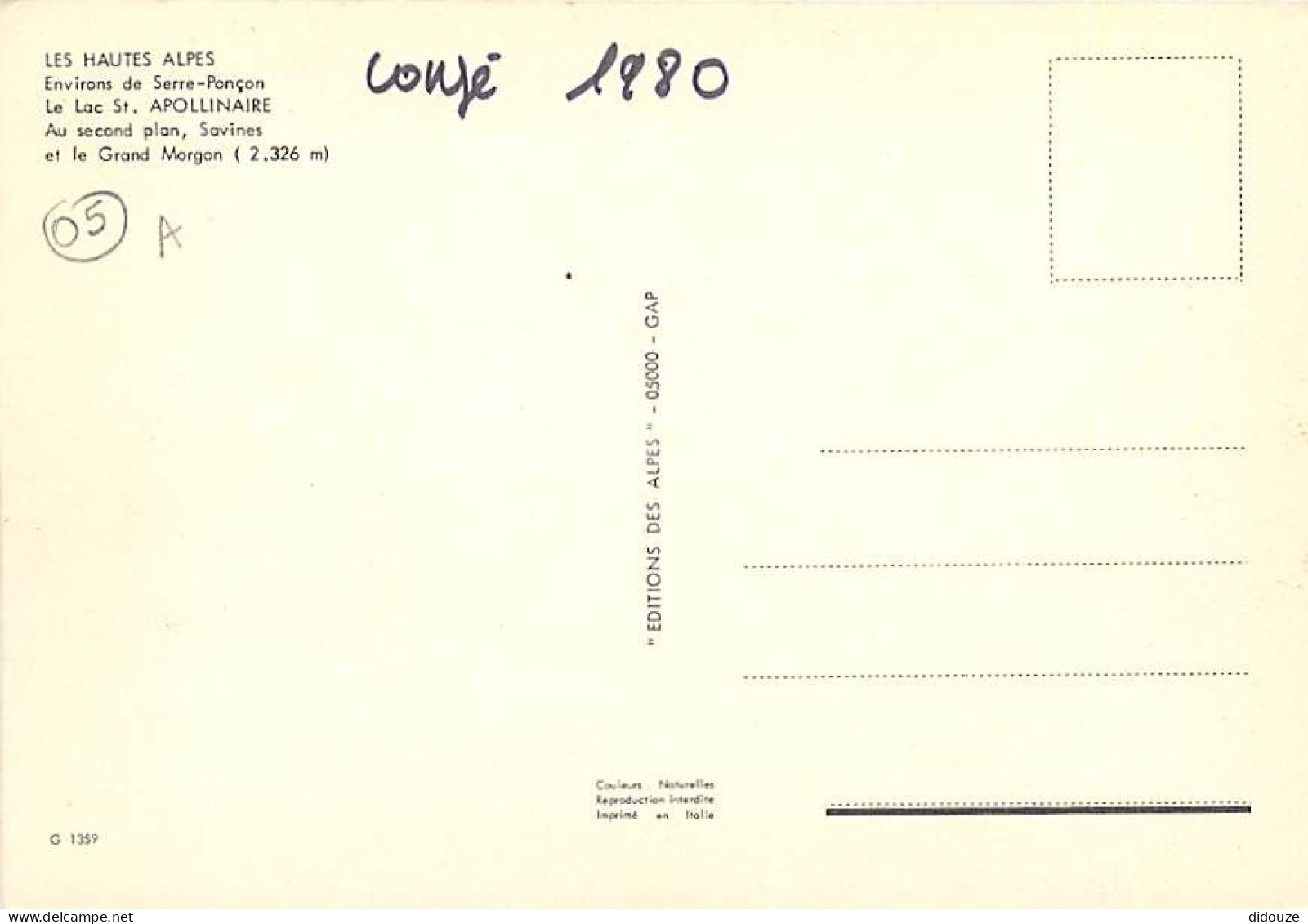 05 - Hautes Alpes - Lac Saint Apollinaire - Au Second Plan, Savines Et Le Grand Morgon ( 2.326 M) - CPM - Voir Scans Rec - Other & Unclassified