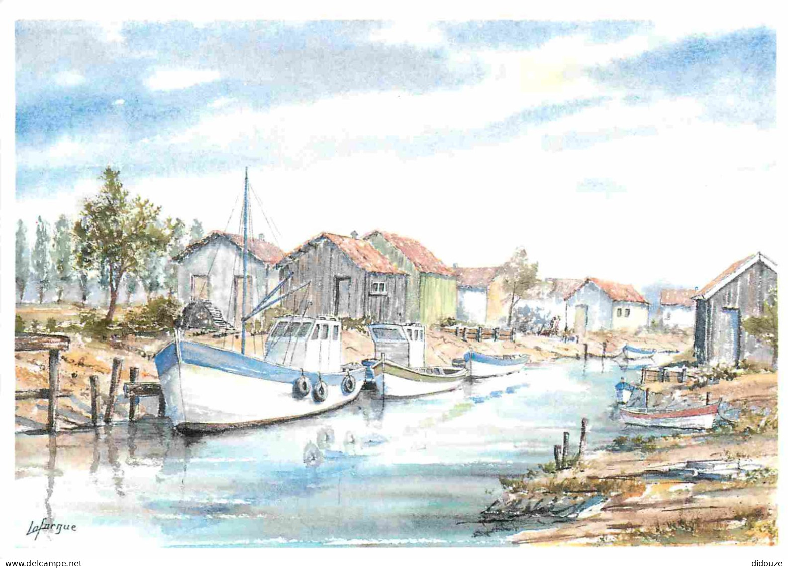 17 - Ile D'Oléron - Chenal Ostréicole - Aquarelle De Jean Pierre Lafargue - Art Peinture - CPM - Voir Scans Recto-Verso - Ile D'Oléron