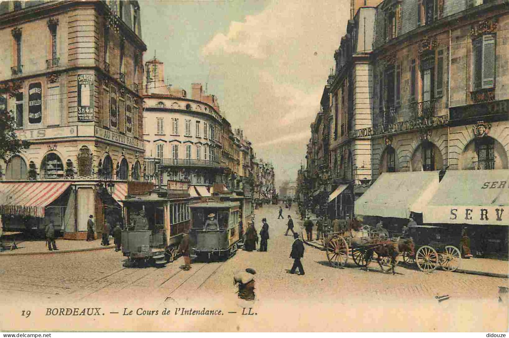 33 - Bordeaux - Le Cours De L'Intendance - Animée - Colorisée - Tramway - Correspondance - CPA - Oblitération Ronde De 1 - Bordeaux