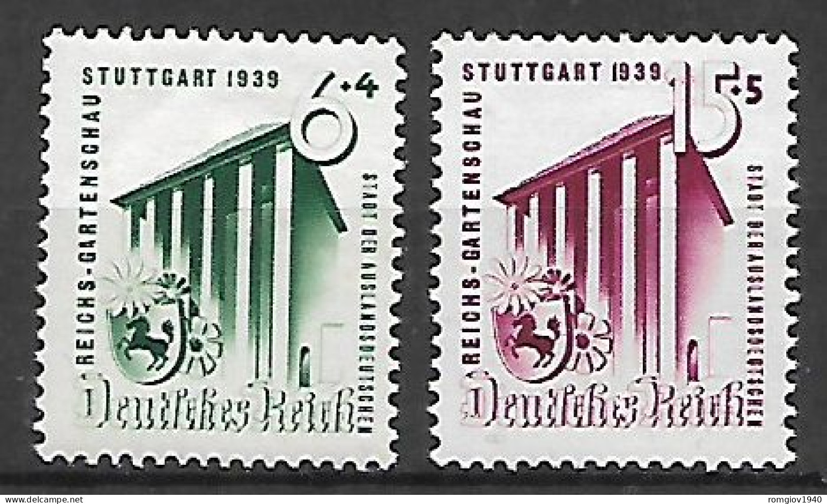 GERMANIA REICH TERZO REICH 1939 ESPOSIZIONE DI ORTICOLTURA  A STOCCARDA UNIF. 633-634  MNH XF - Unused Stamps