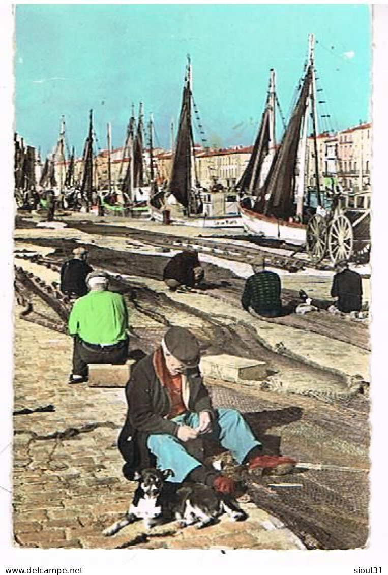 34  SETE CETTE  PECHEURS RAVAUDANT LEURS FILETS   1960  9X14 - Sete (Cette)