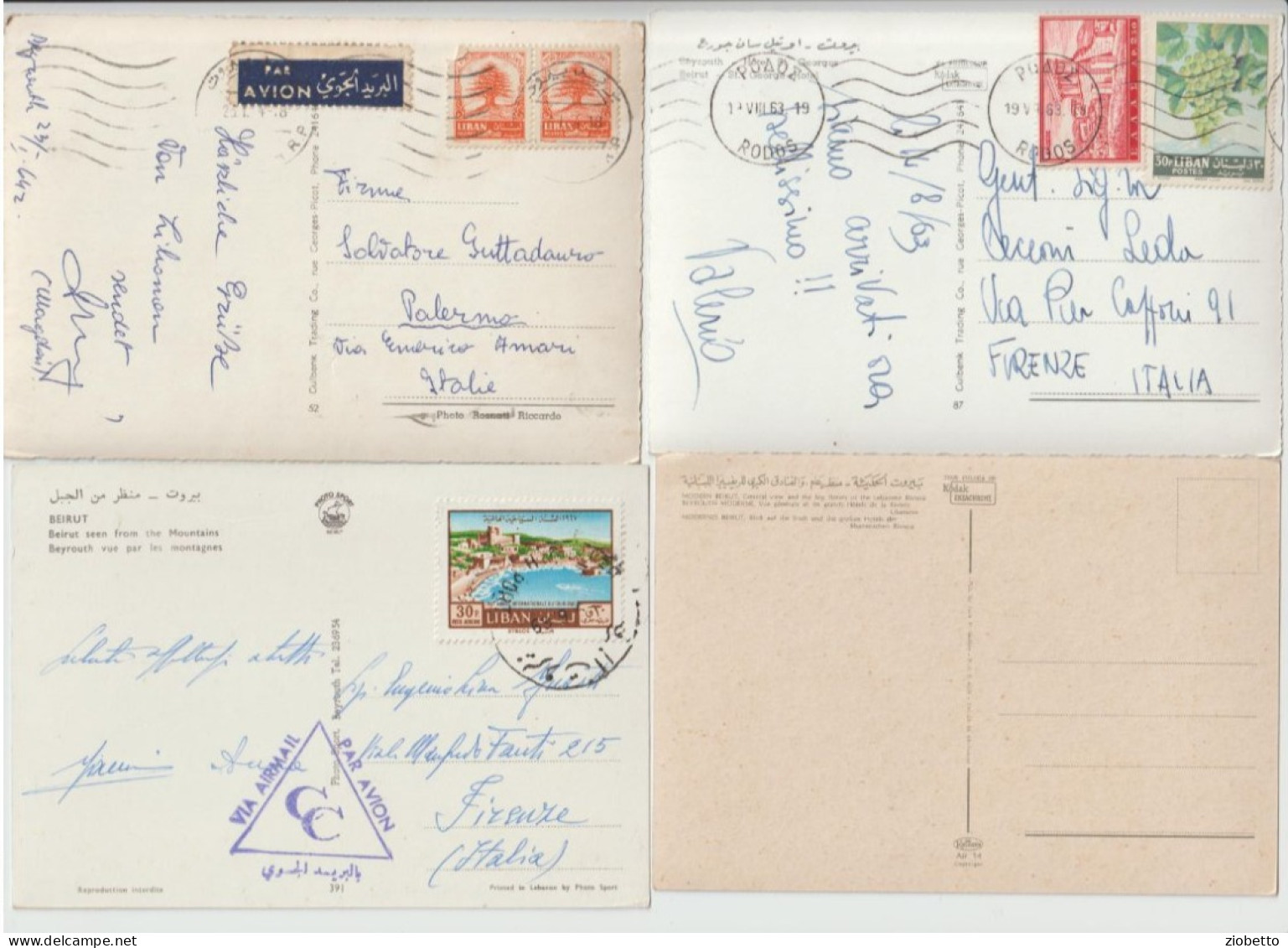 4 CARTOLINE DI BEYROUTH - LIBANO -  FORMATO GRANDE - Liban