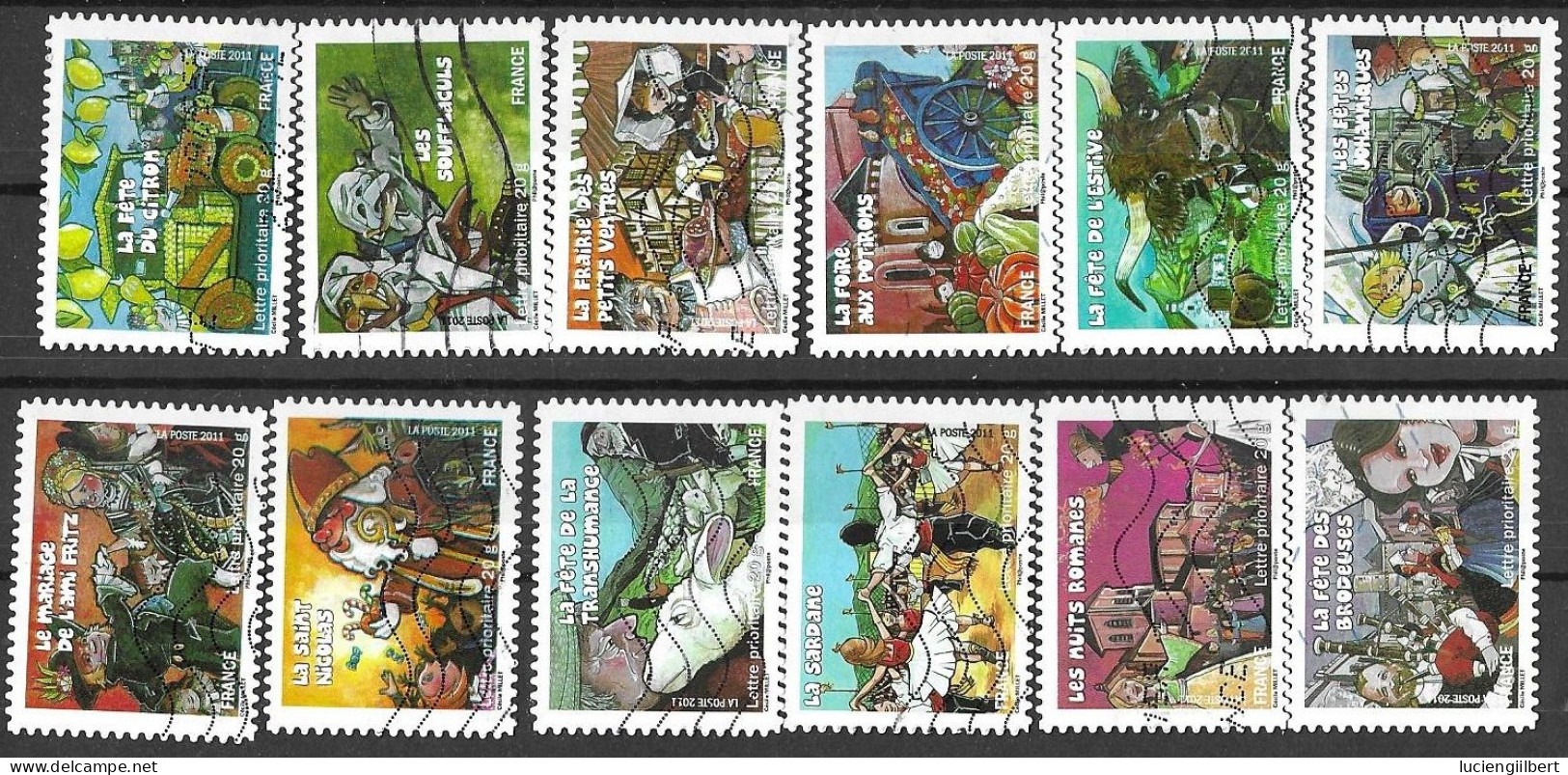 TIMBRE N° 778 A 589 - SERIE   - ADHESIF  -  FETES ET TRADITIONS DE NOS REGIONS    - OBLITERE  - 2011 - Used Stamps