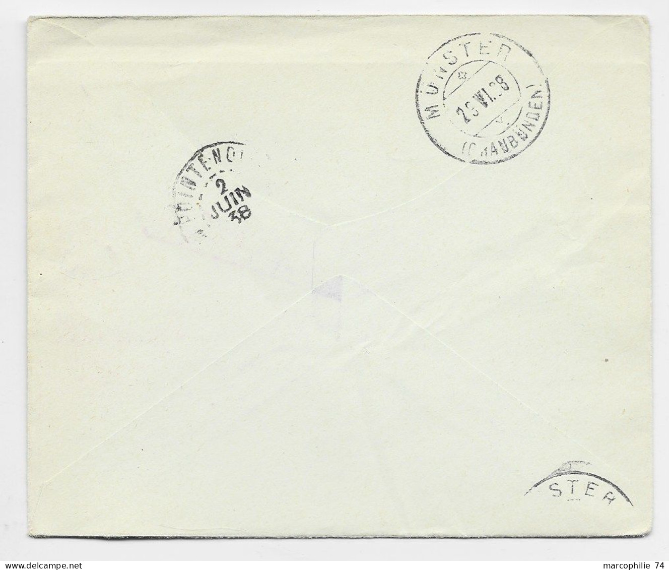 AEF 20C+30C+40C EXPO INTERNATIONALE LETTRE COVER M BOTI 1 JUIN 1938 MOYEN CONGO POUR SUISSE - Lettres & Documents