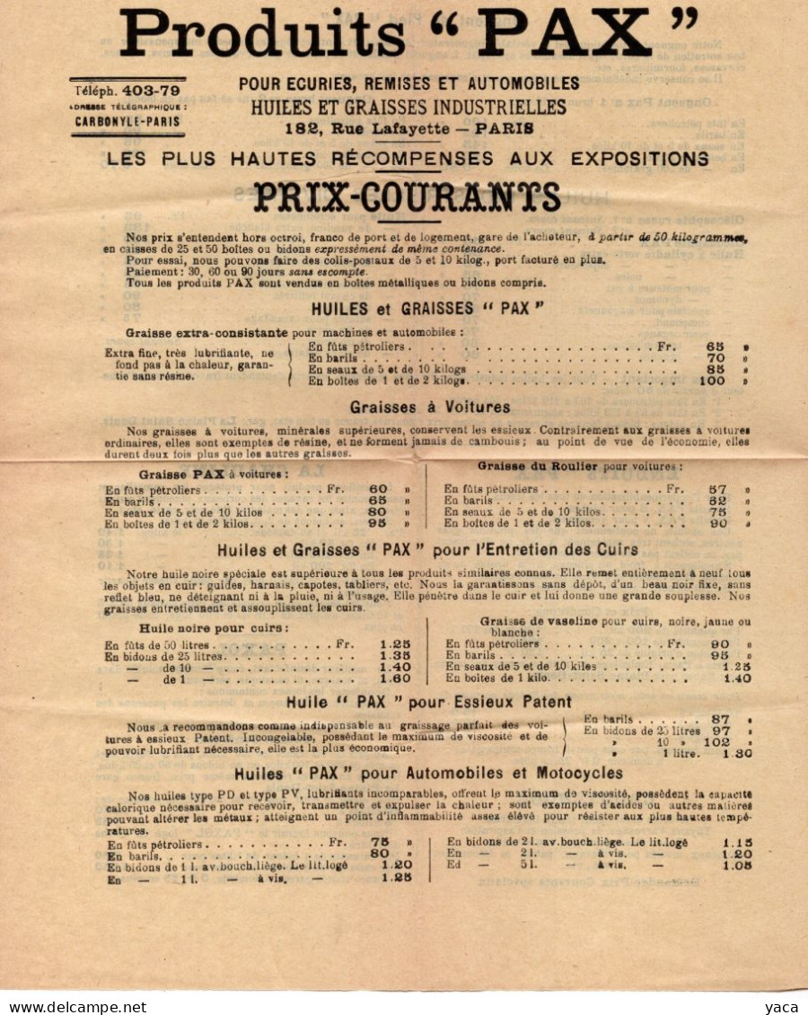 Livret Société Française Du Carbonyle Pax  Paris - + TARIF - 1900 – 1949