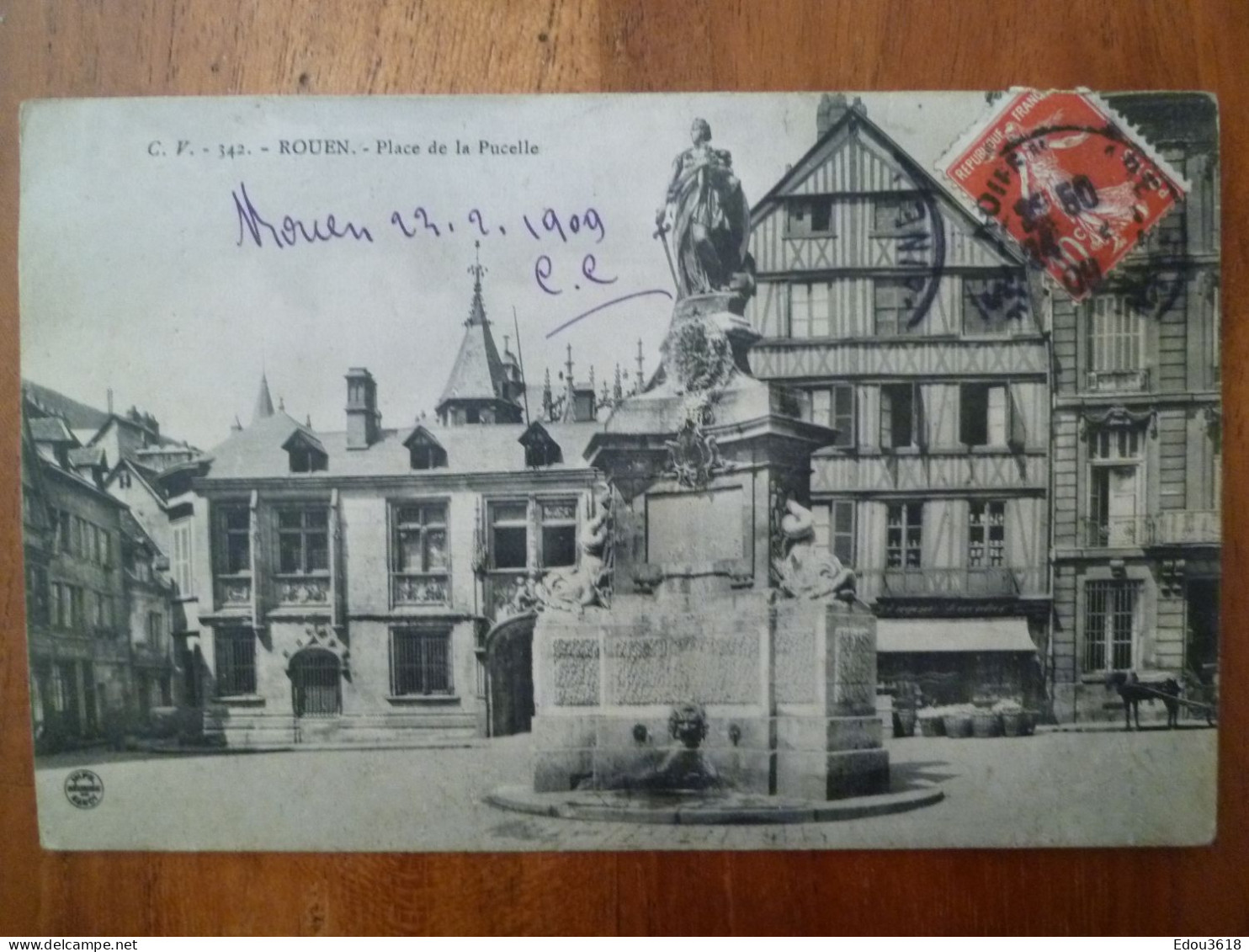 Carte Postale C. V. 342 Rouen Place De La Pucelle V - Rouen