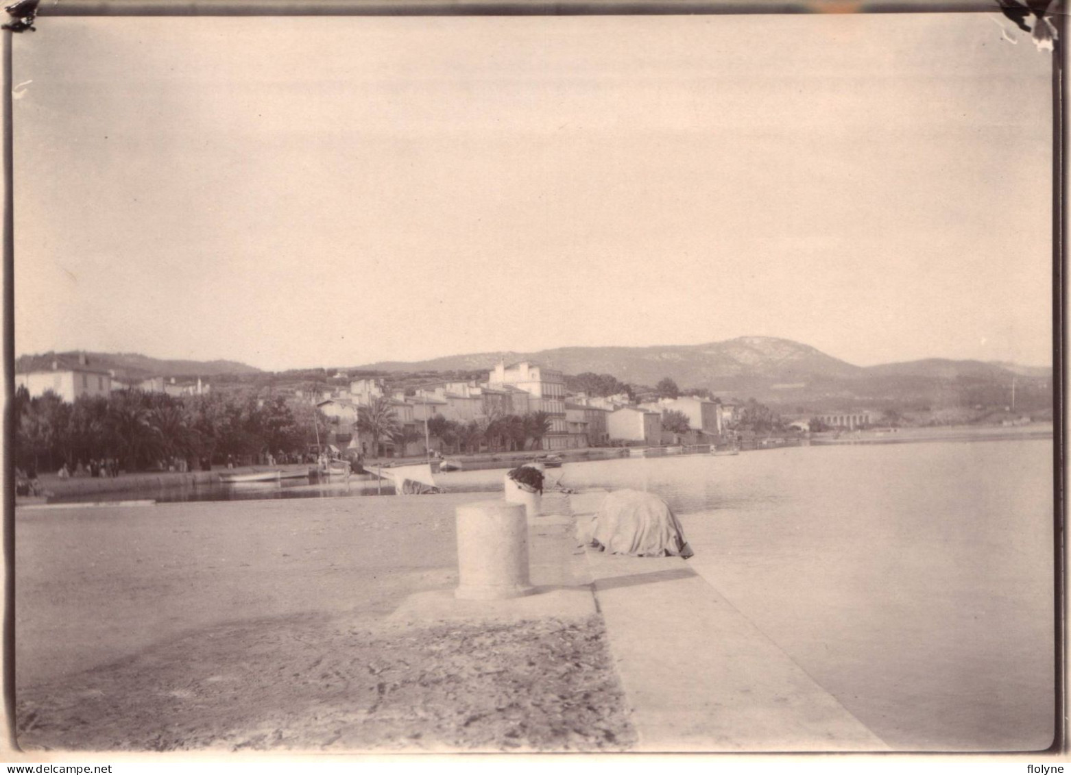 Bandol  - Photo Ancienne Albuminée Originale - Vue Sur Les Quais Et La Ville - 13x18cm - Bandol