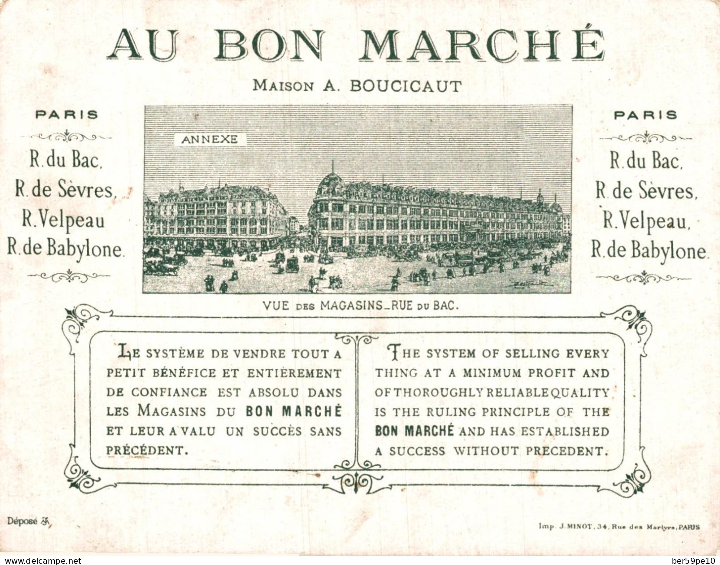 CHROMO AU BON MARCHE LE COSTUME EN 1700 LE MENUET - Au Bon Marché