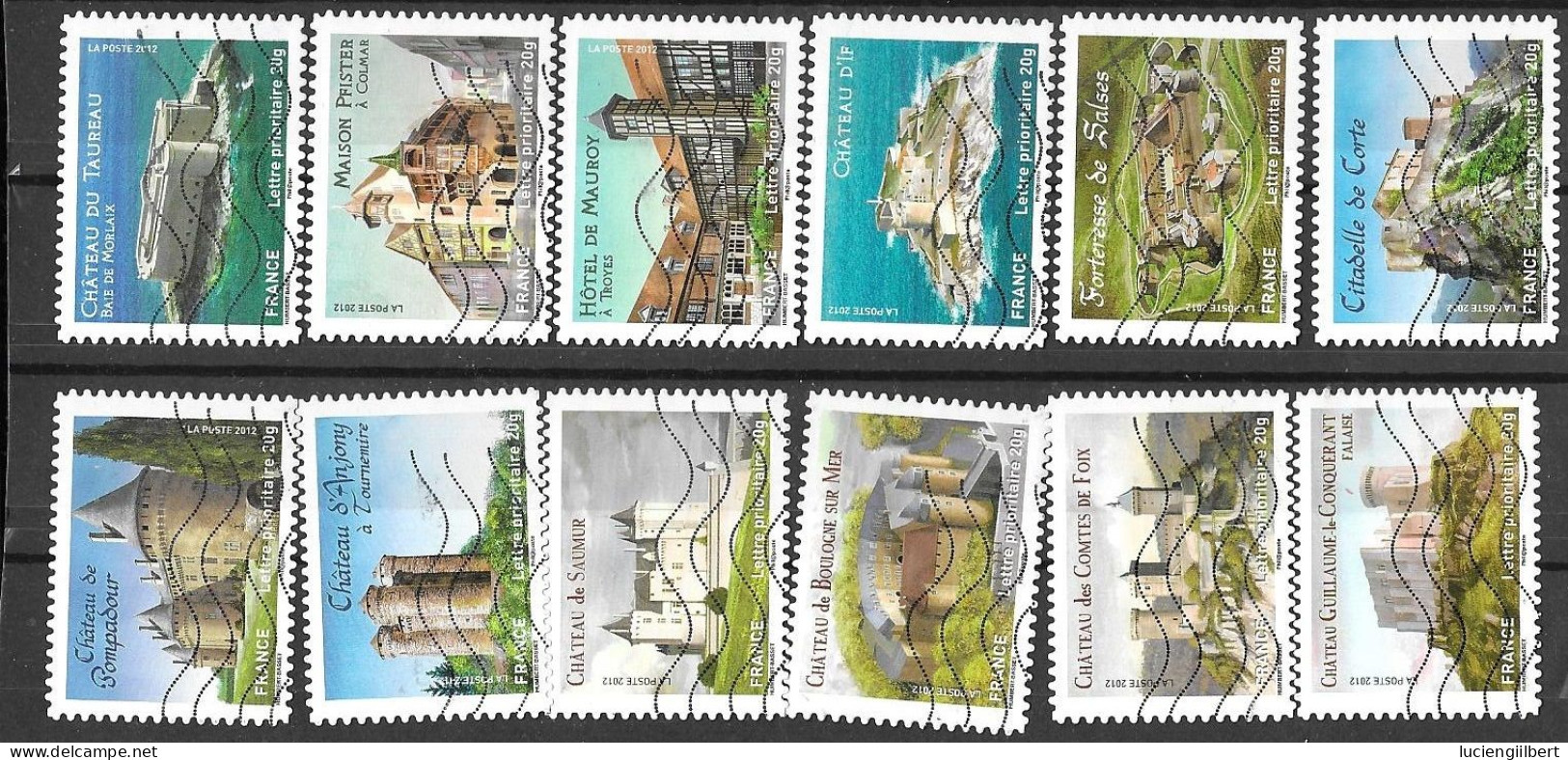 TIMBRE N° 714 A 725 -  SERIES   - ADHESIF  -  CHATEAUX HISTORIQUES     - OBLITERE  - 2012 - Usados