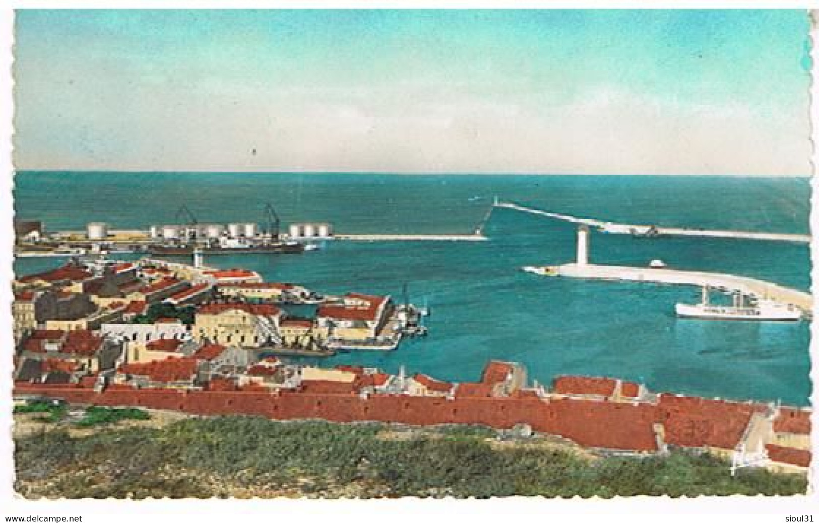 34  SETE CETTE  VUE GENERALE DE  L ENTREE DU PORT ET DES DIGUES   9X14 - Sete (Cette)