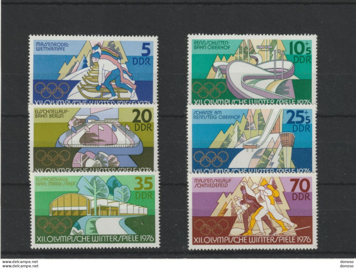 RDA 1975 Jeux Olympiques D'Innsbruck, Luge, Bobsleigh, Ski De Fond Yvert 1779-1784 NEUF** MNH Cote Yv 5,10 Euros - Nuevos