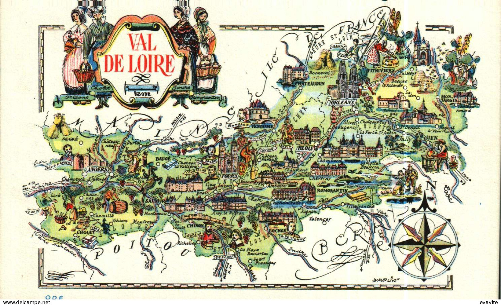 CPSM Géographique  Illustration Jacques Liozu         VAL DE LOIRE - Sonstige & Ohne Zuordnung