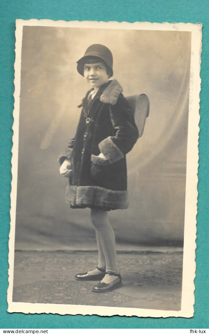 CARTE POSTALE PHOTO ANCIENNNE - PHOTO ALOYSE ANEN FILS LUXEMBOURG - PORTRAIT JEUNE FILLE - ECOLIERE *2 - Otros & Sin Clasificación