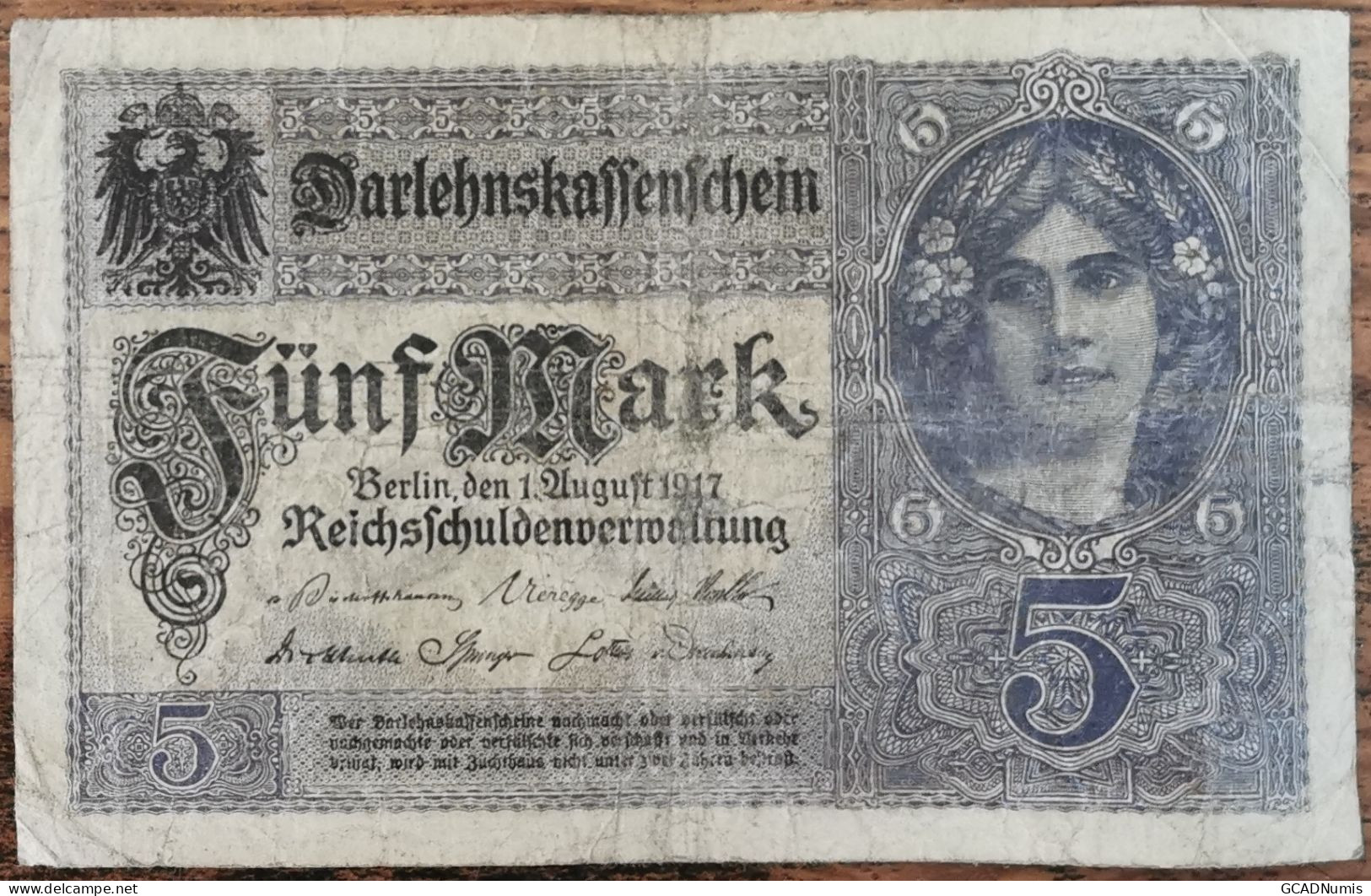 Billet Allemagne 5 Mark 1 - 8 - 1917 - 5 Mark