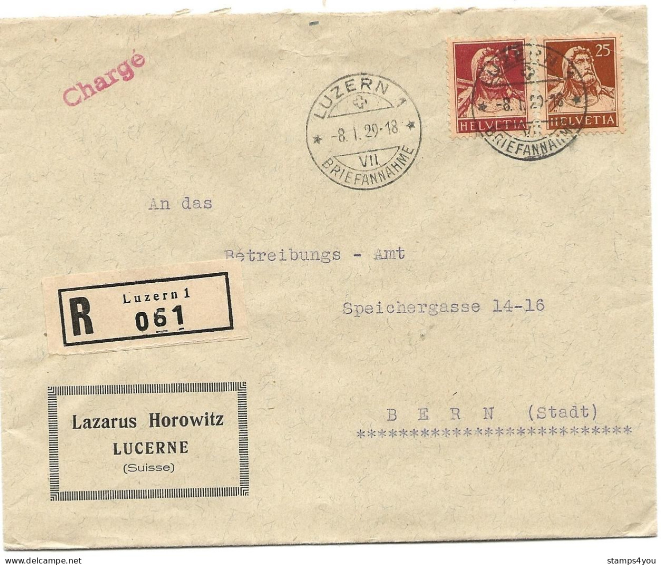 169 - 91 - Enveloppe Recommandée Envoyée De Luzern 1929 - Bel Affranchissement - Cartas & Documentos