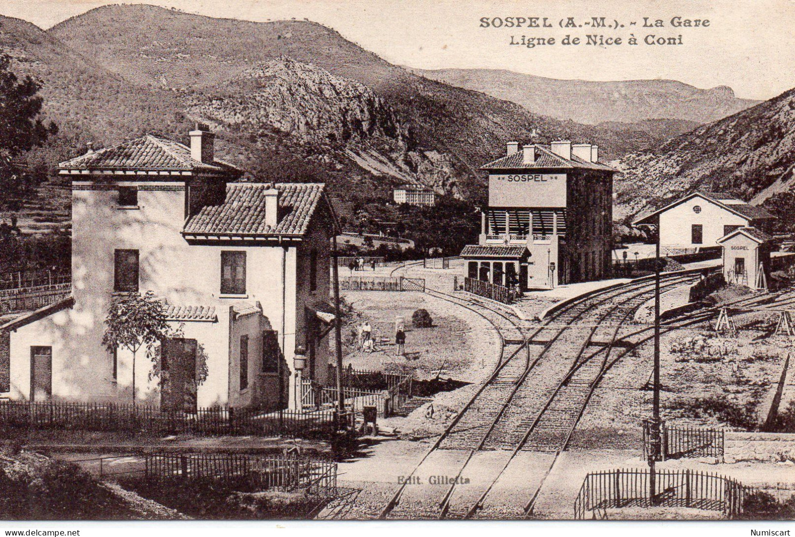 Sospel Gare Ligne Nice à Coni Chemin De Fer Carte RARE - Sospel