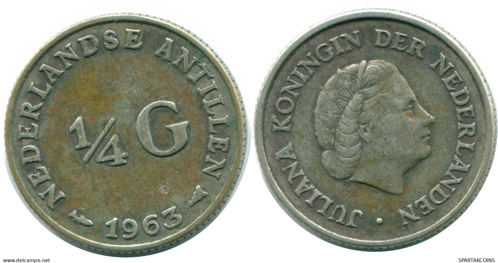 1/4 GULDEN 1963 ANTILLES NÉERLANDAISES ARGENT Colonial Pièce #NL11253.4.F.A - Niederländische Antillen