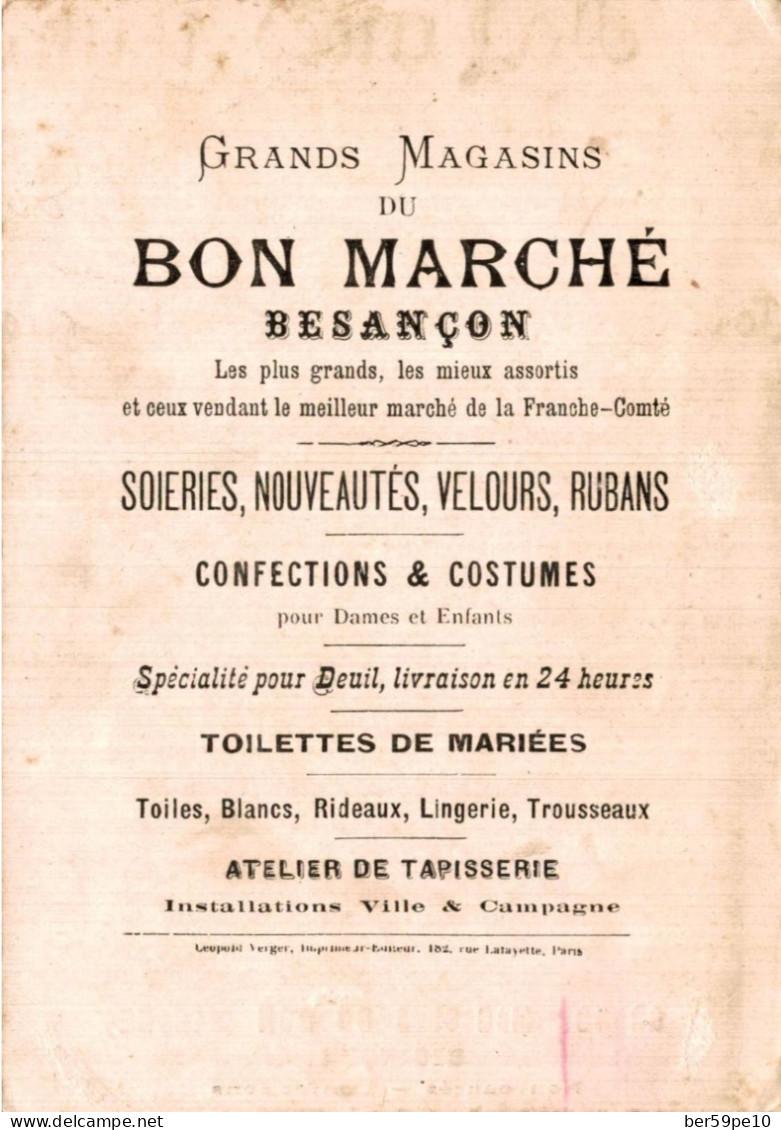 CHROMO  GRANDS MAGASINS DU BON MARCHE BESANCON DERNIERES RECOMMANDATIONS - Au Bon Marché