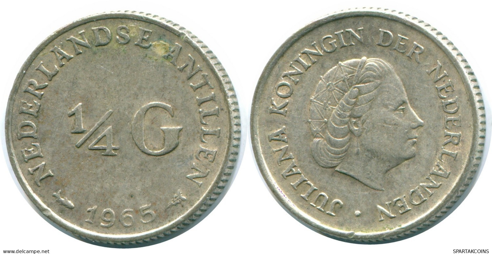 1/4 GULDEN 1965 NETHERLANDS ANTILLES SILVER Colonial Coin #NL11274.4.U.A - Niederländische Antillen