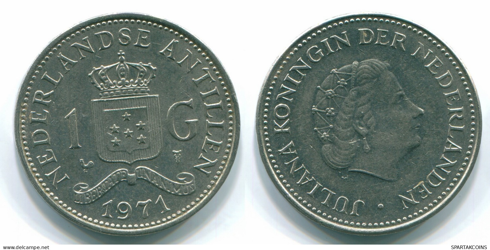 1 GULDEN 1971 ANTILLAS NEERLANDESAS Nickel Colonial Moneda #S11994.E.A - Niederländische Antillen