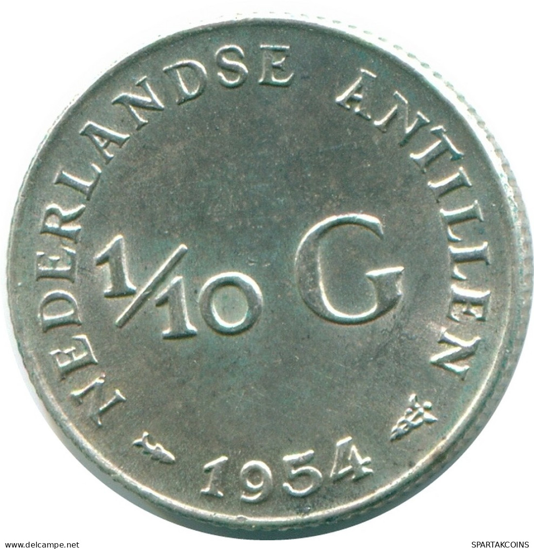 1/10 GULDEN 1954 NIEDERLÄNDISCHE ANTILLEN SILBER Koloniale Münze #NL12055.3.D.A - Antille Olandesi