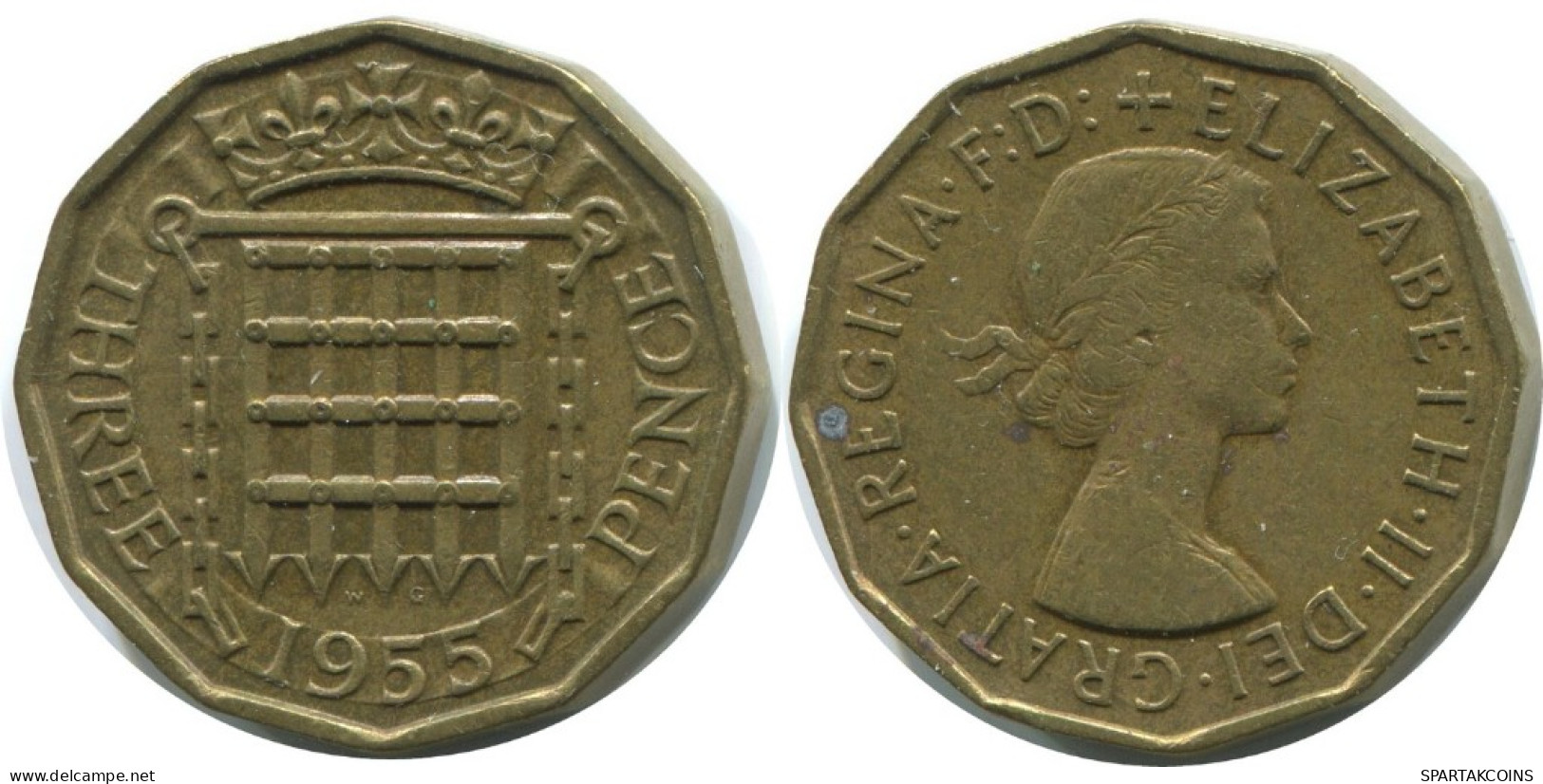 THREEPENCE 1955 UK GBAN BRETAÑA GREAT BRITAIN Moneda #AG928.1.E.A - F. 3 Pence