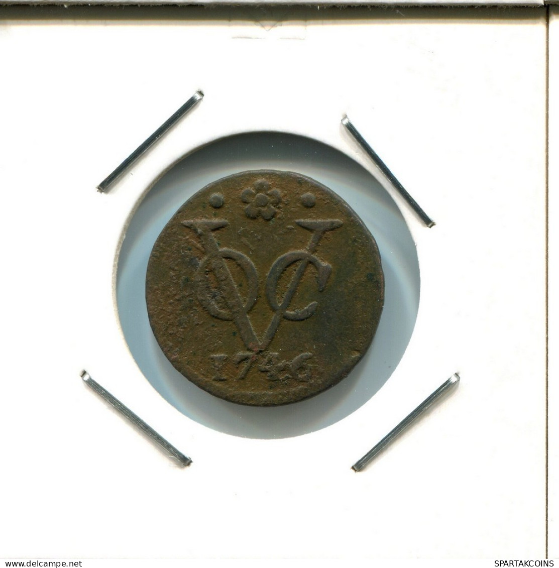 1746 HOLLAND VOC DUIT INDES NÉERLANDAIS NETHERLANDS NEW YORK COLONIAL PENNY #VOC2578.7.F.A - Dutch East Indies