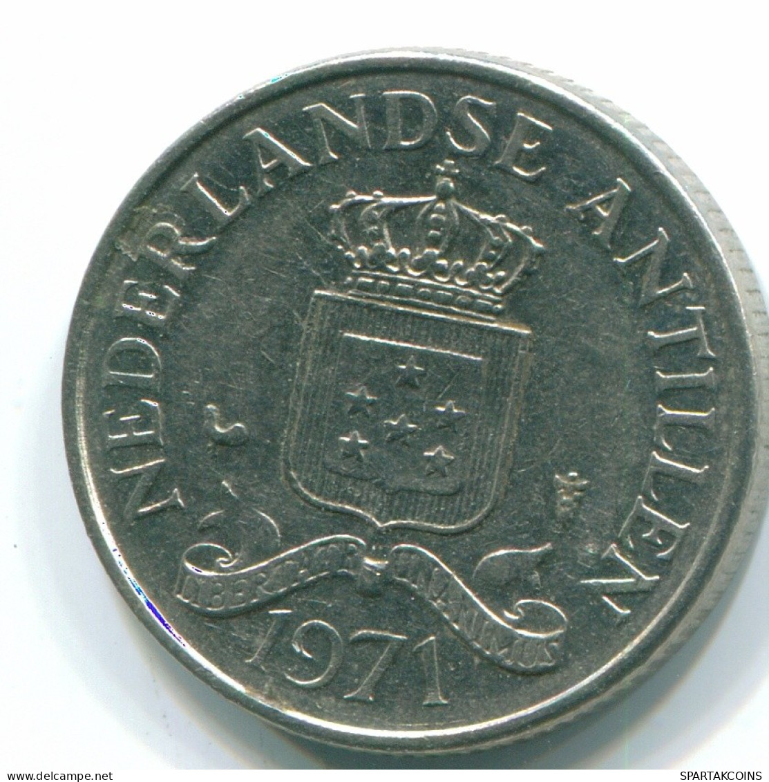 25 CENTS 1971 NETHERLANDS ANTILLES Nickel Colonial Coin #S11572.U.A - Niederländische Antillen