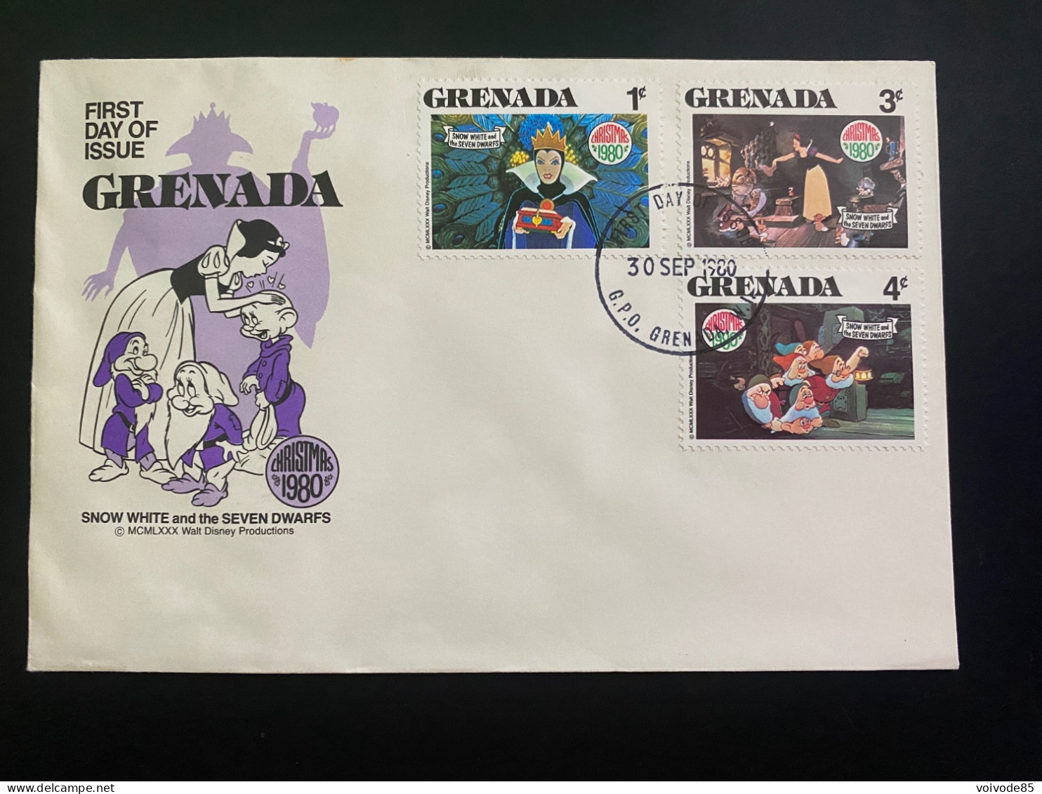 FDC Grenada - 30/09/1980 - Walt Disney - Blanche Neige Et Les 7 Nains - Snow White And The Seven Dwarfs - Disney