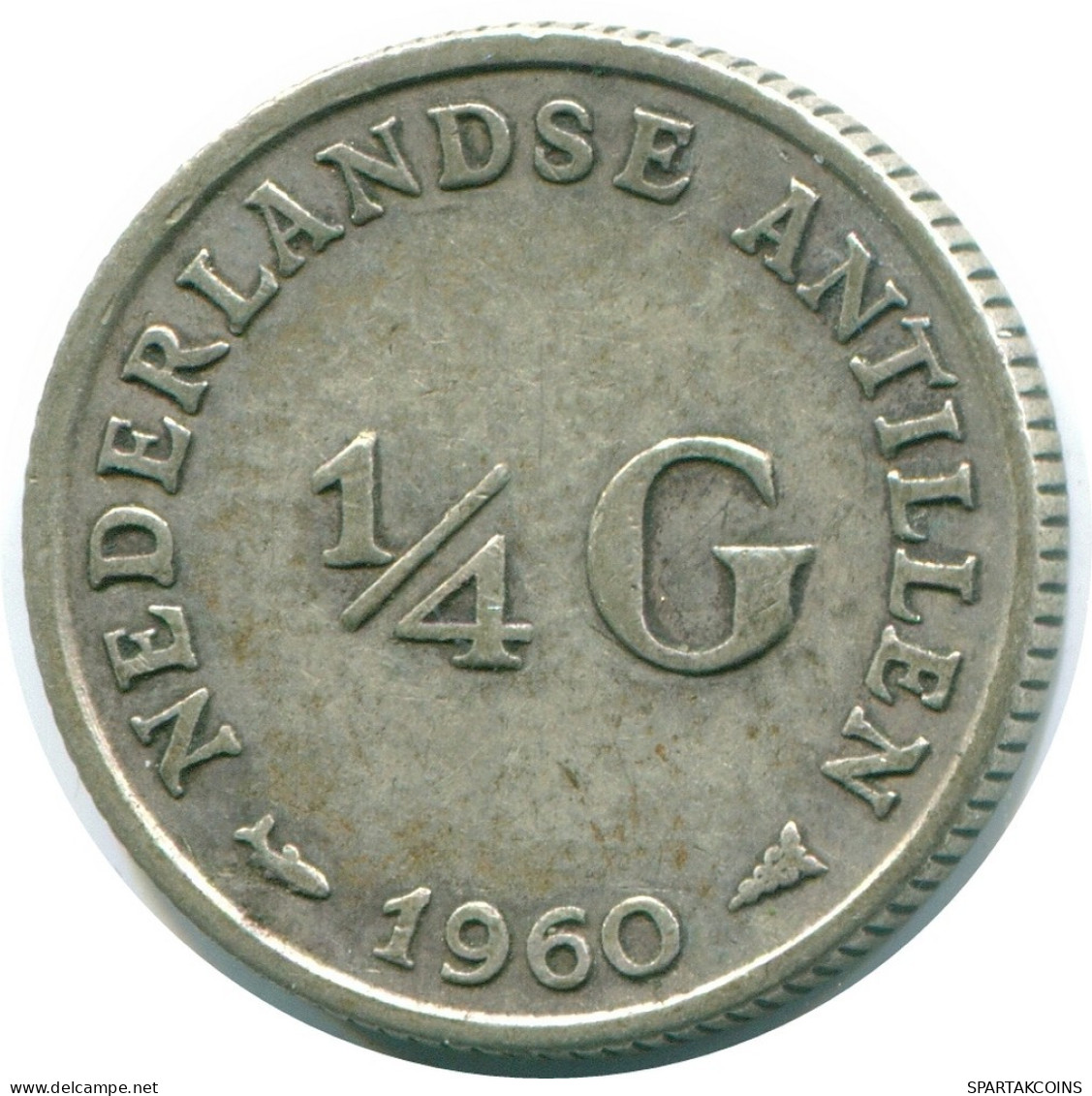 1/4 GULDEN 1960 NIEDERLÄNDISCHE ANTILLEN SILBER Koloniale Münze #NL11079.4.D.A - Niederländische Antillen