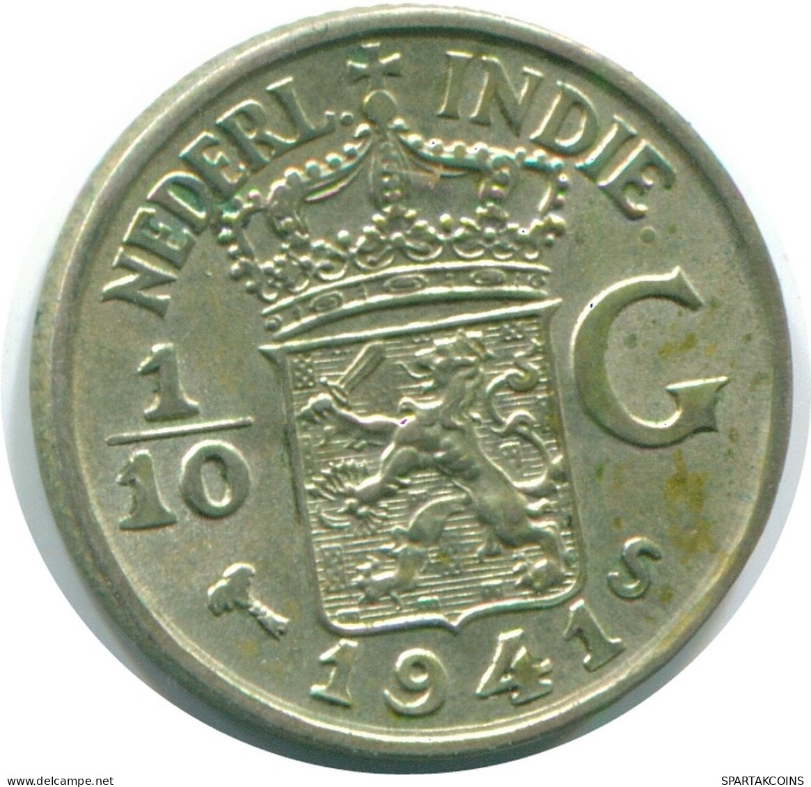 1/10 GULDEN 1941 S NETHERLANDS EAST INDIES SILVER Colonial Coin #NL13818.3.U.A - Dutch East Indies