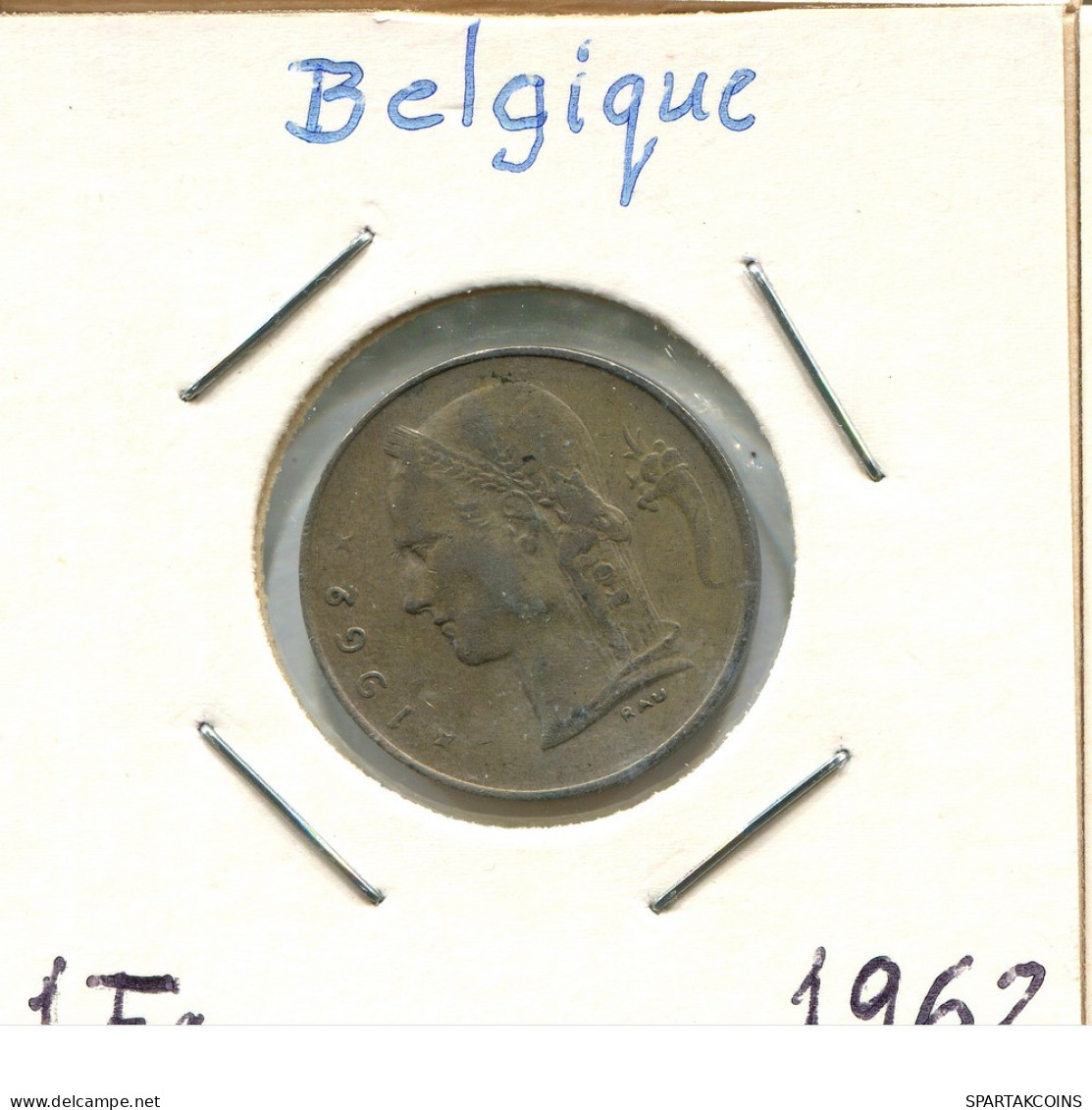 1 FRANC 1962 FRENCH Text BÉLGICA BELGIUM Moneda #BA506.E.A - 1 Franc