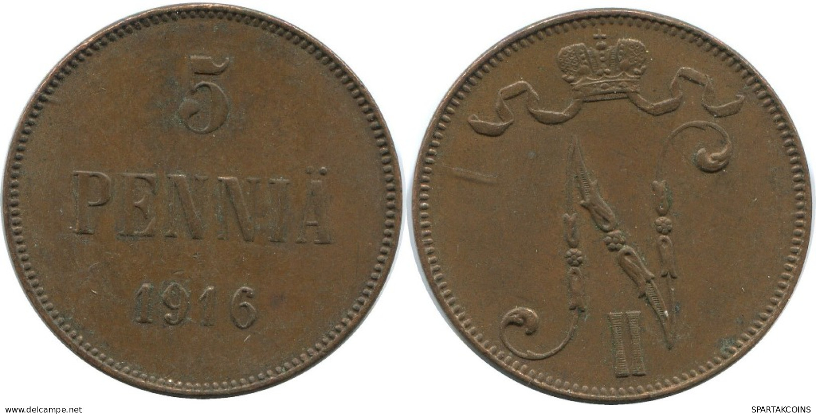 5 PENNIA 1916 FINLANDIA FINLAND Moneda RUSIA RUSSIA EMPIRE #AB235.5.E.A - Finlandia