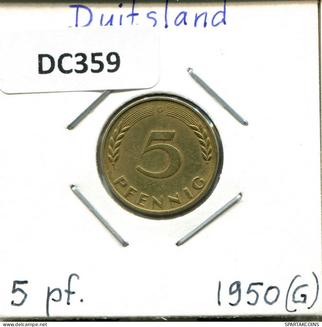 5 PFENNIG 1950 G WEST & UNIFIED GERMANY Coin #DC359.U.A - 5 Pfennig