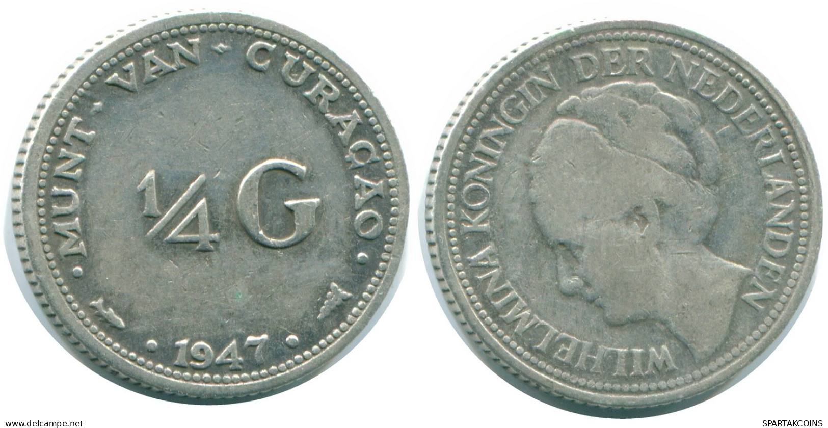 1/4 GULDEN 1947 CURACAO Netherlands SILVER Colonial Coin #NL10739.4.U.A - Curaçao