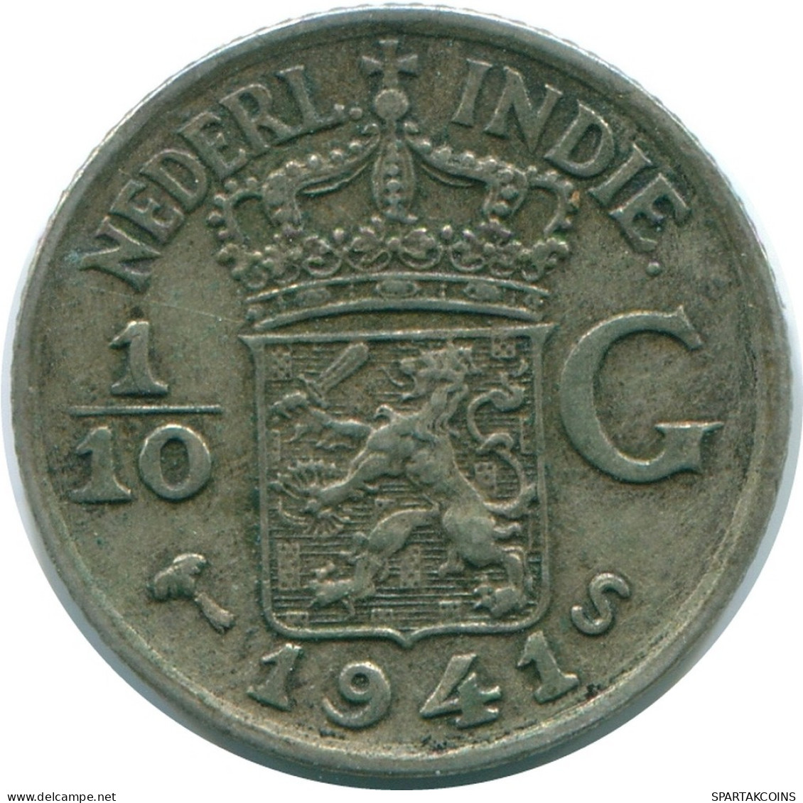 1/10 GULDEN 1941 S INDES ORIENTALES NÉERLANDAISES ARGENT Colonial Pièce #NL13771.3.F.A - Indie Olandesi