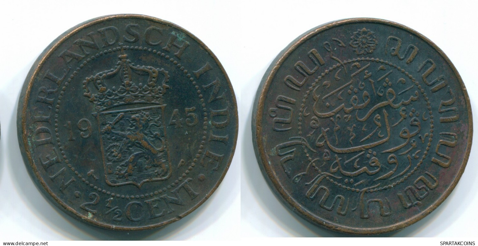 2 1/2 CENT 1945 NIEDERLANDE OSTINDIEN INDONESISCH Koloniale Münze #S12094.D.A - Dutch East Indies