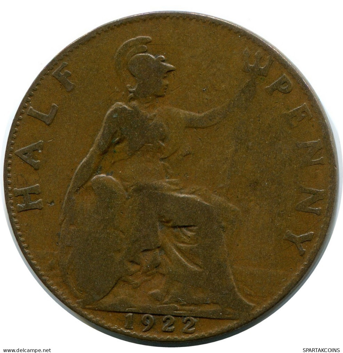 HALF PENNY 1922 UK GBAN BRETAÑA GREAT BRITAIN Moneda #BA965.E.A - C. 1/2 Penny