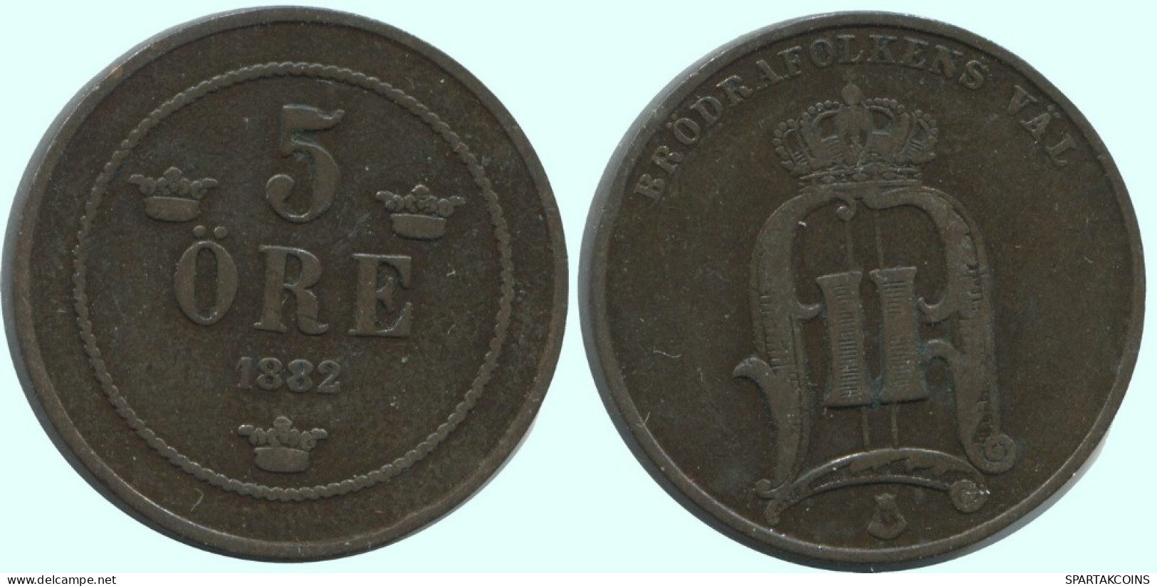 5 ORE 1882 SCHWEDEN SWEDEN Münze #AC601.2.D.A - Zweden