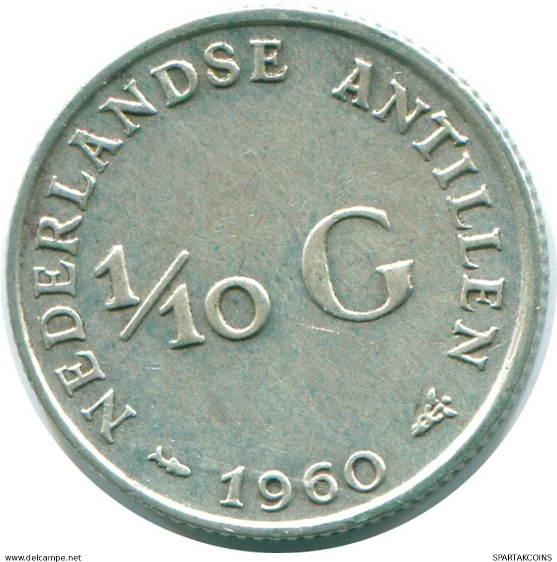 1/10 GULDEN 1960 ANTILLAS NEERLANDESAS PLATA Colonial Moneda #NL12273.3.E.A - Antille Olandesi
