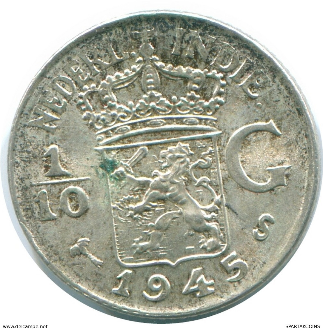 1/10 GULDEN 1945 S NETHERLANDS EAST INDIES SILVER Colonial Coin #NL14100.3.U.A - Dutch East Indies