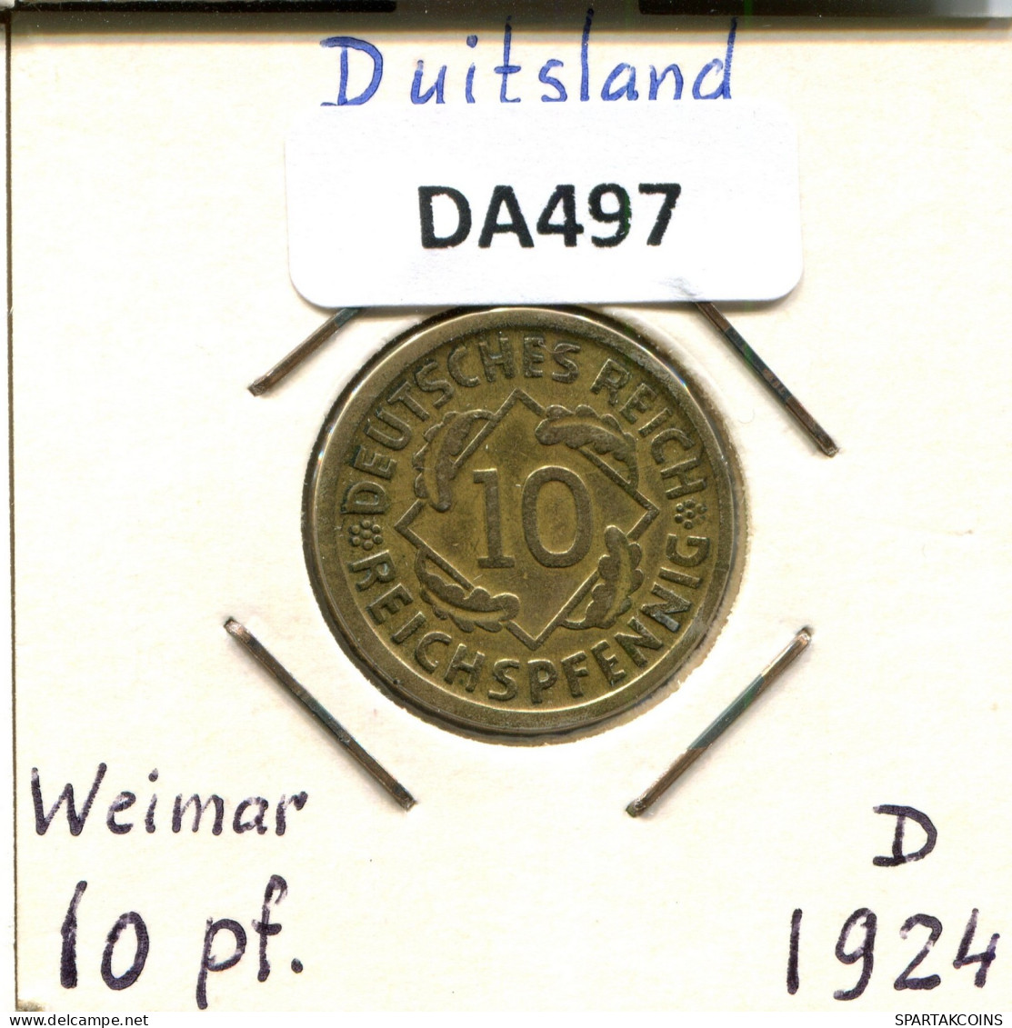 10 REICHSPFENNIG 1924 D GERMANY Coin #DA497.2.U.A - 10 Rentenpfennig & 10 Reichspfennig