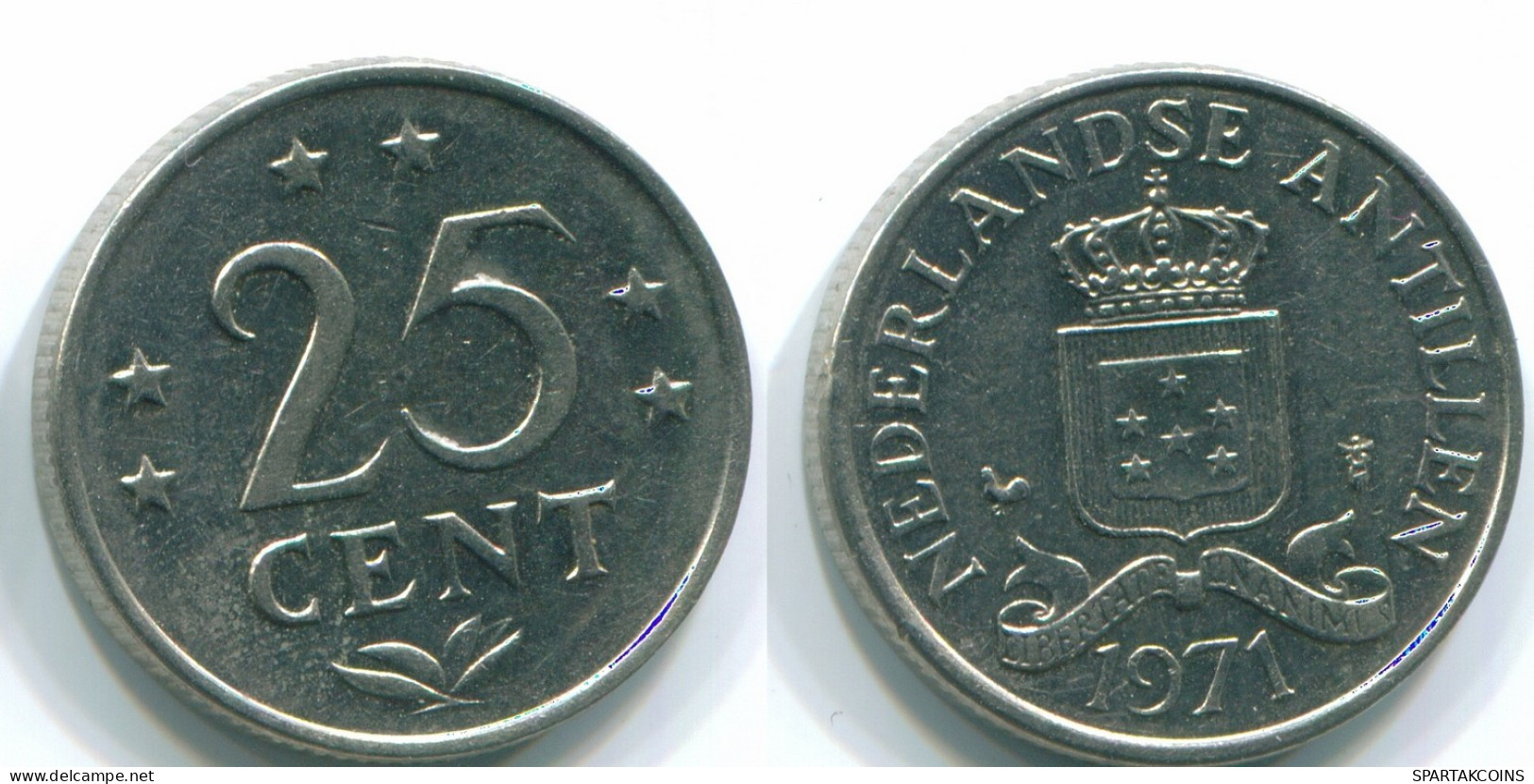 25 CENTS 1971 ANTILLAS NEERLANDESAS Nickel Colonial Moneda #S11570.E.A - Netherlands Antilles