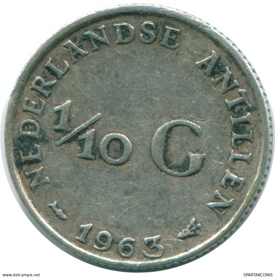 1/10 GULDEN 1963 ANTILLES NÉERLANDAISES ARGENT Colonial Pièce #NL12626.3.F.A - Niederländische Antillen