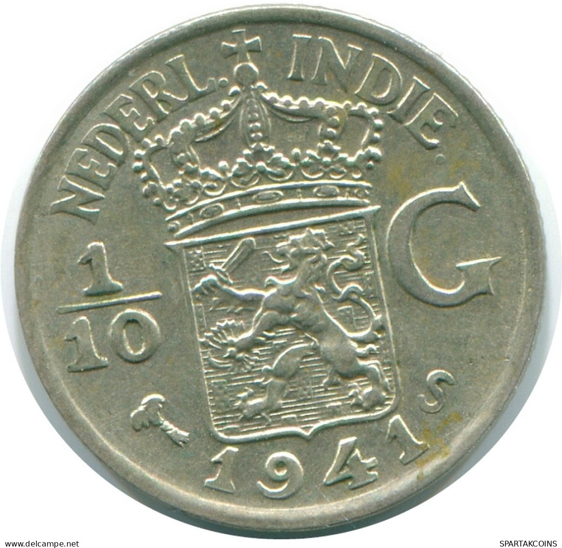 1/10 GULDEN 1941 S INDES ORIENTALES NÉERLANDAISES ARGENT Colonial Pièce #NL13596.3.F.A - Dutch East Indies